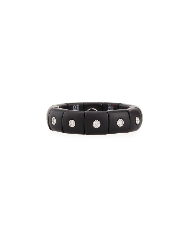 Black Ceramic Eternity Band Ring with Diamonds